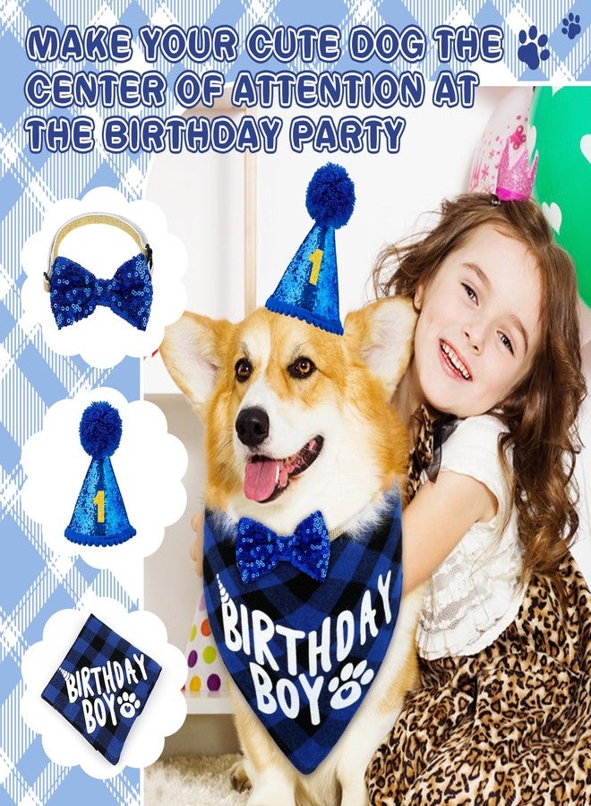 Ethanberg Dog Birthday Party Supplies, Boy Dog Birthday Decorations, Blue Dogs Bandana Hat Bow Tie with 0-8 Numbers for Small Dogs Puppy Pets - Image 5